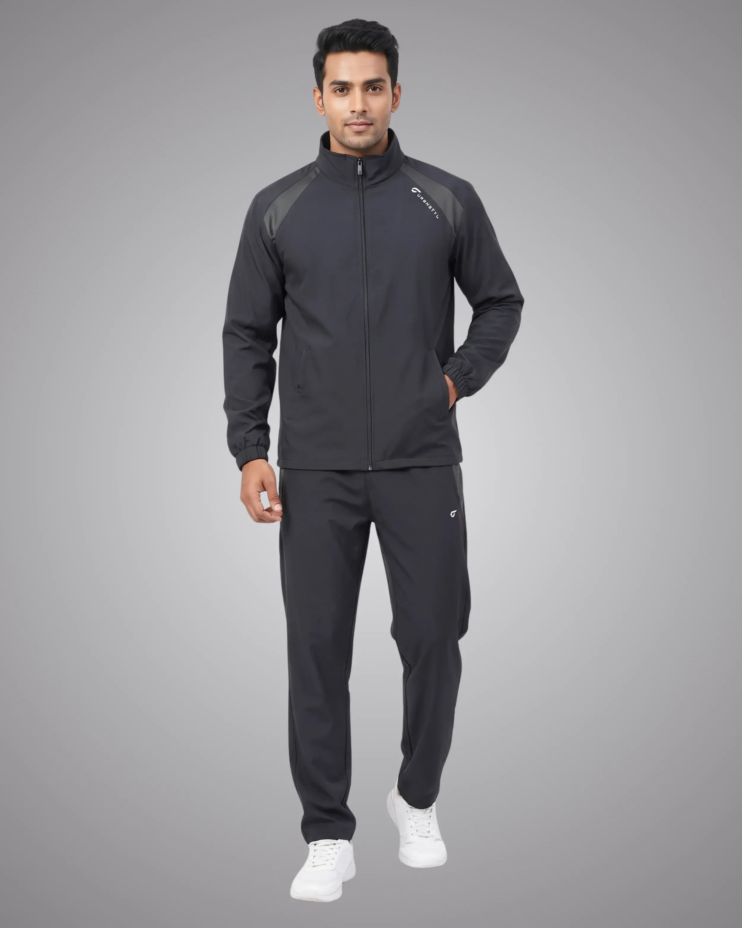 MENS POLY - SPANDEX WOVEN FABRIC WITH MESH TRACKSUIT